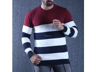 Men’s Stylish Multi Stripe Sweater – VBL