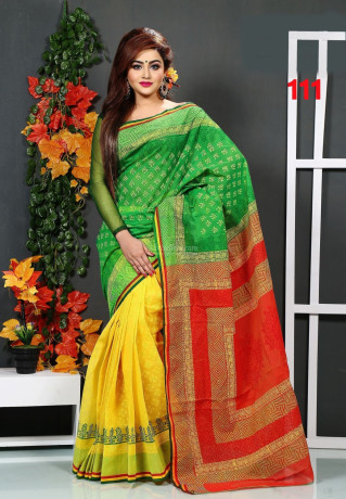 forest-green-with-flower-design-silk-sharee-big-0