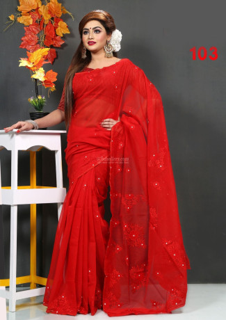 red-maroon-with-red-flower-design-and-white-stone-silk-sharee-103-big-0