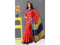 red-orange-stripe-design-with-purple-and-gold-paar-silk-sharee-small-0