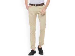 White Cream Slim Fit Gabardine Pant 1