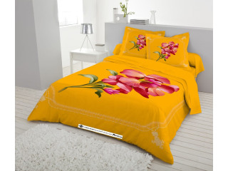 King Size Cotton Bed Sheet With Two Pillow Covers