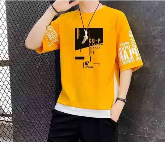 yellowwhite-cotton-t-shirt-for-men-big-0