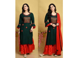 Embroidered Gharara Kameez Suit